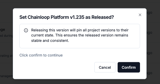 Product release management dialog